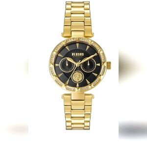 Versus Versace Sertie Crystal 36MM Goldtone Stainless Steel Bracelet Watch